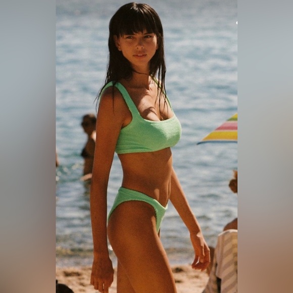 NEW Hunza G Lime Xandra Bikini SET in Neon Green One Size - Picture 11 of 16